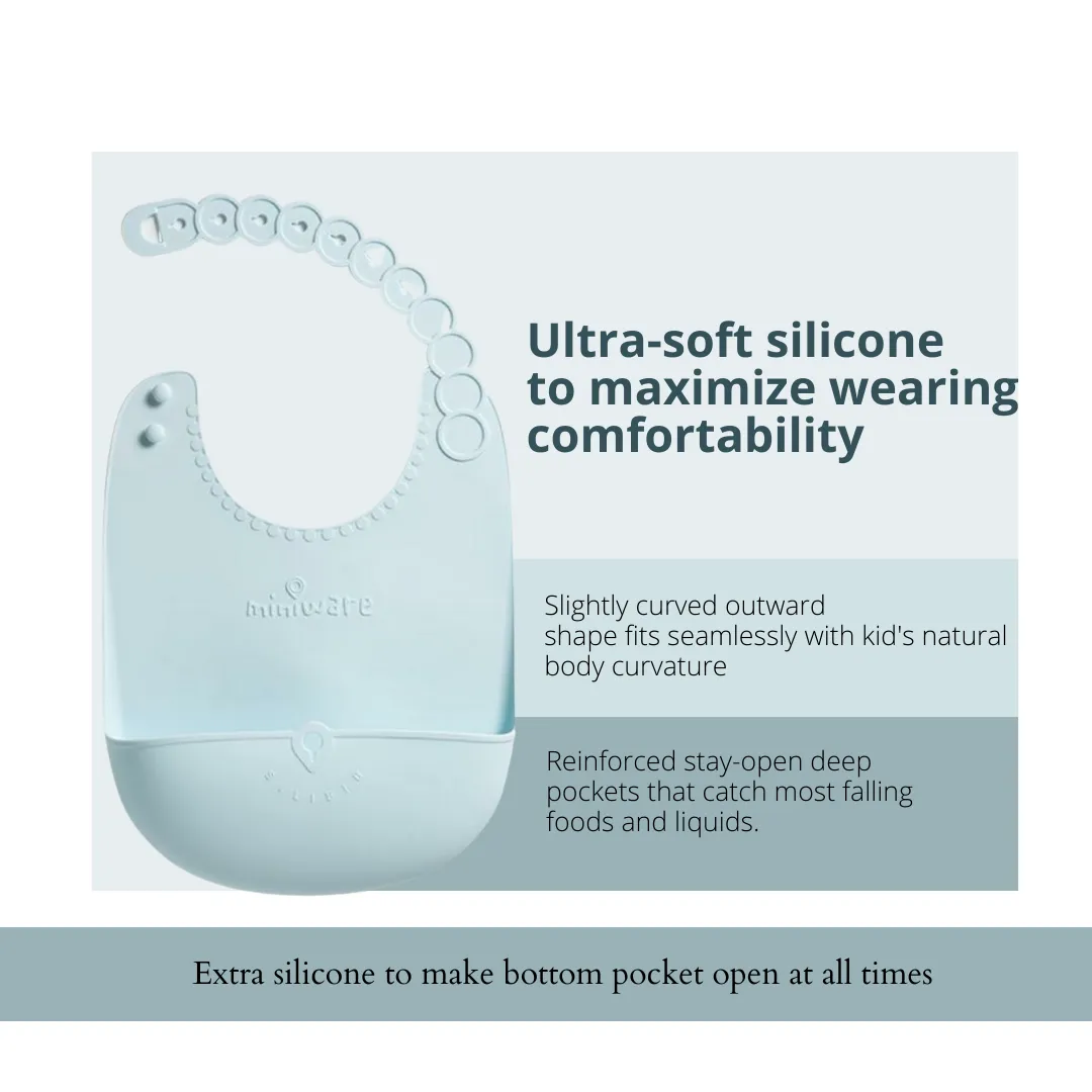 Roll and Lock Silicone Bib Aqua