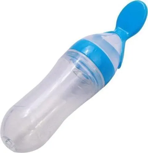 Silicone Baby Nursing Bottle with Spoon - Assorted Colours