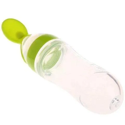 Silicone Baby Nursing Bottle with Spoon - Assorted Colours