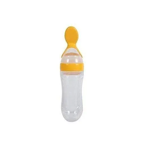 Silicone Baby Nursing Bottle with Spoon - Assorted Colours