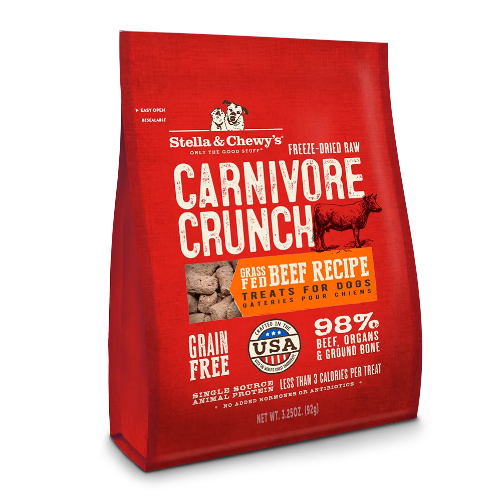 Stella & Chewy's Dog Treat - Carnivore Crunch Grass-Fed Beef Recipe 3.25oz