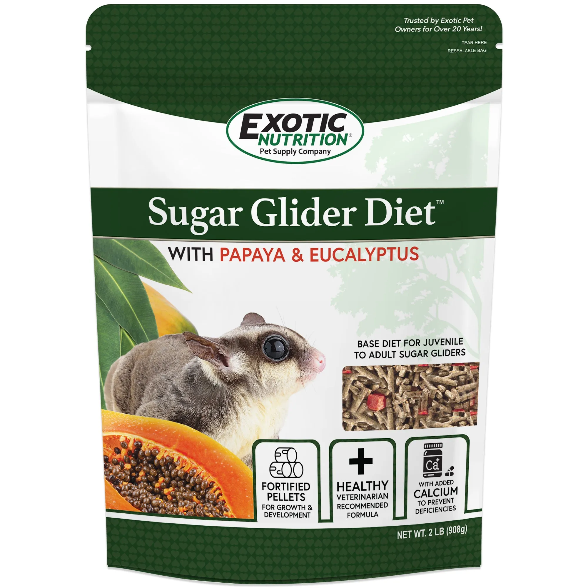 Sugar Glider Diet with Papaya & Eucalyptus Sugar Glider Food