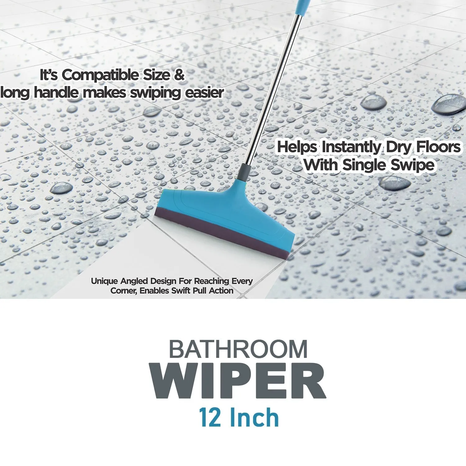 Telescopic Home / Bathroom Wiper 12 Inch (30 cm), Plastic Floor Wiper