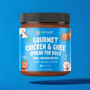 Visionary Pet Foods - Chicken Meat Spread for Dogs | Healthier Choice to Peanut Butter  | 10oz Jar