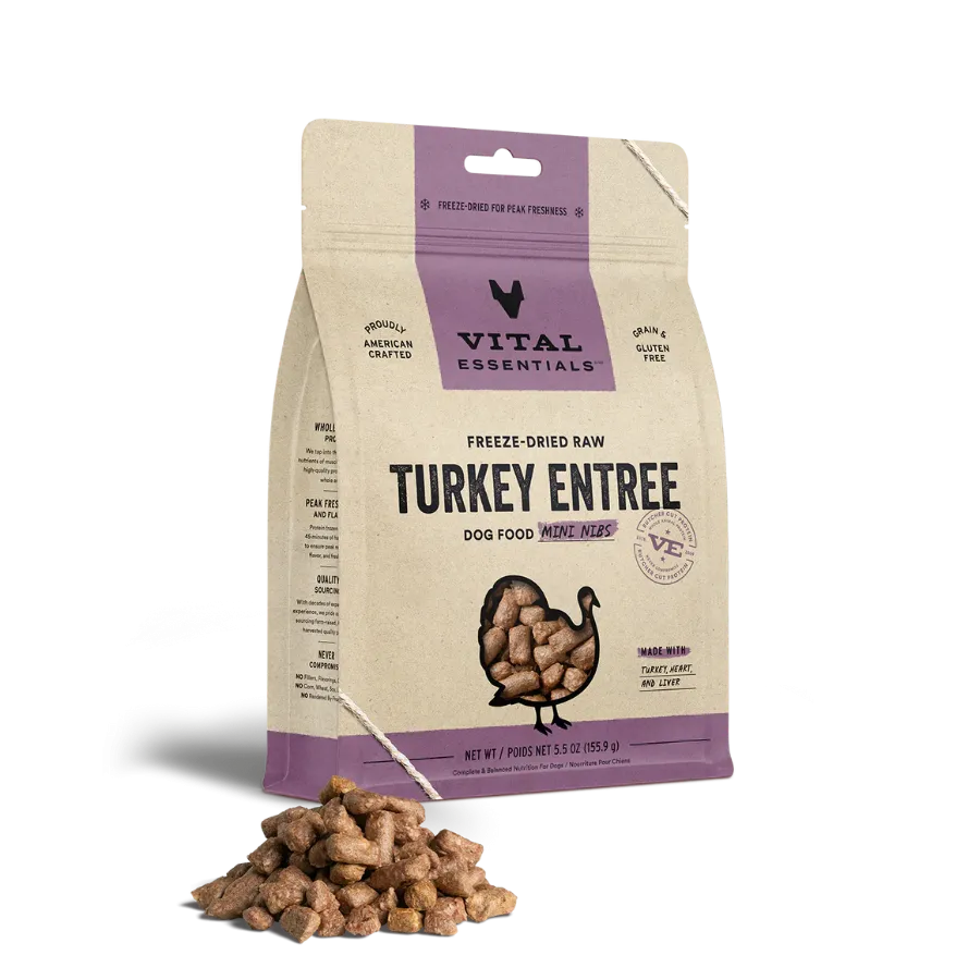 Vital Essentials Mini Nibs Turkey Entree Freeze-Dried Dog Food