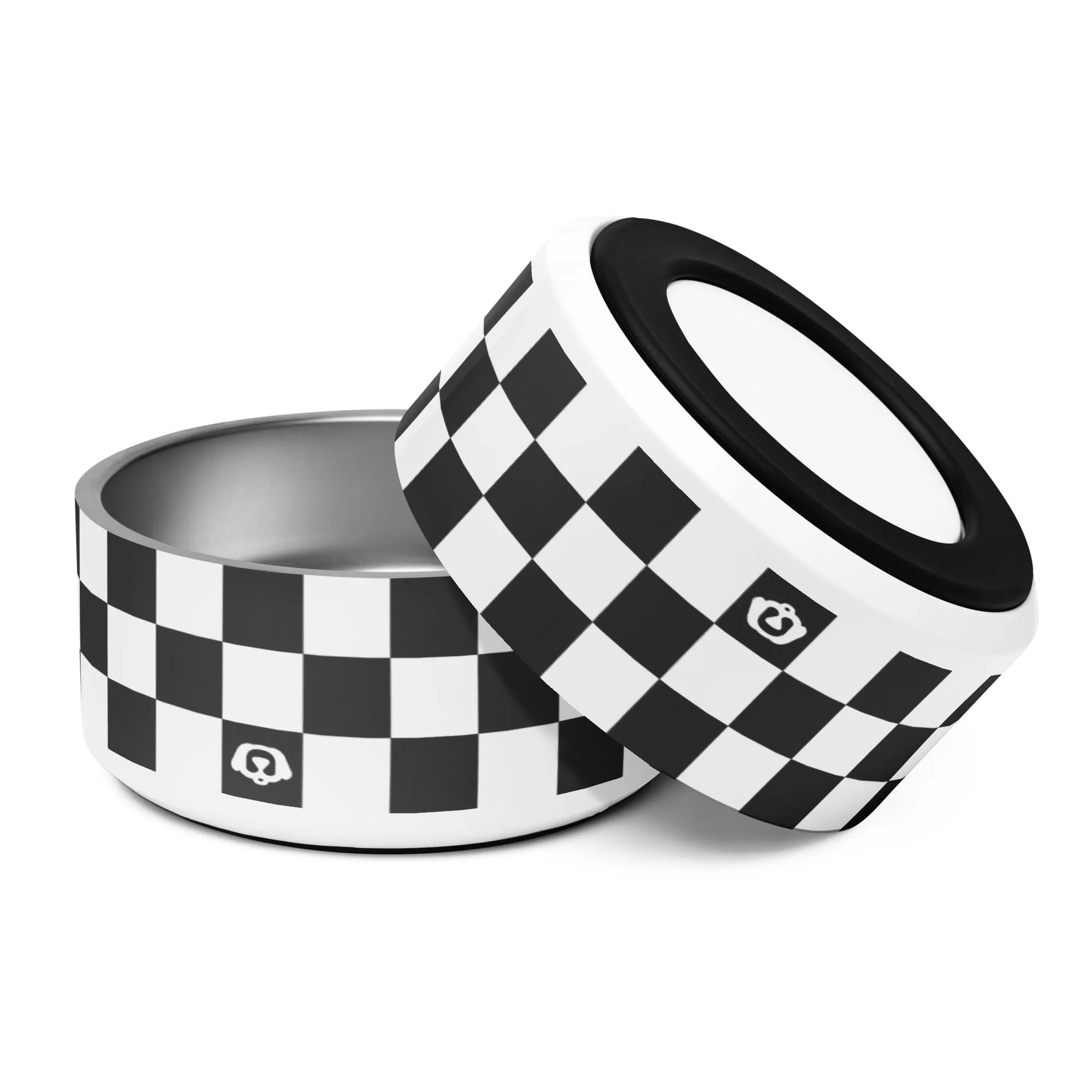 WUFORIA Checker Black & White 32oz Dog Bowl