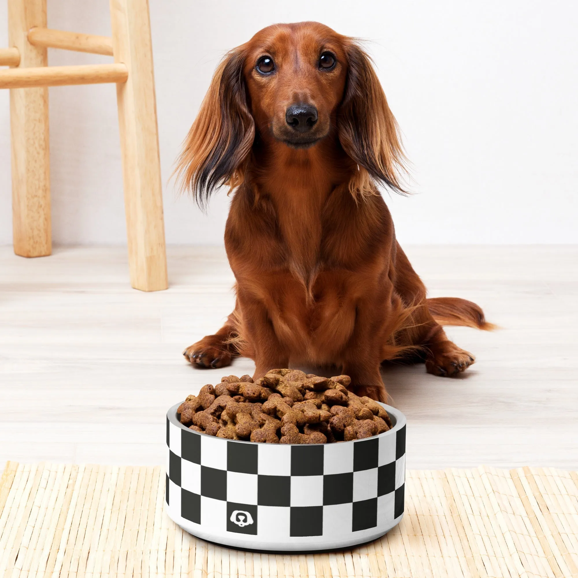 WUFORIA Checker Black & White 32oz Dog Bowl